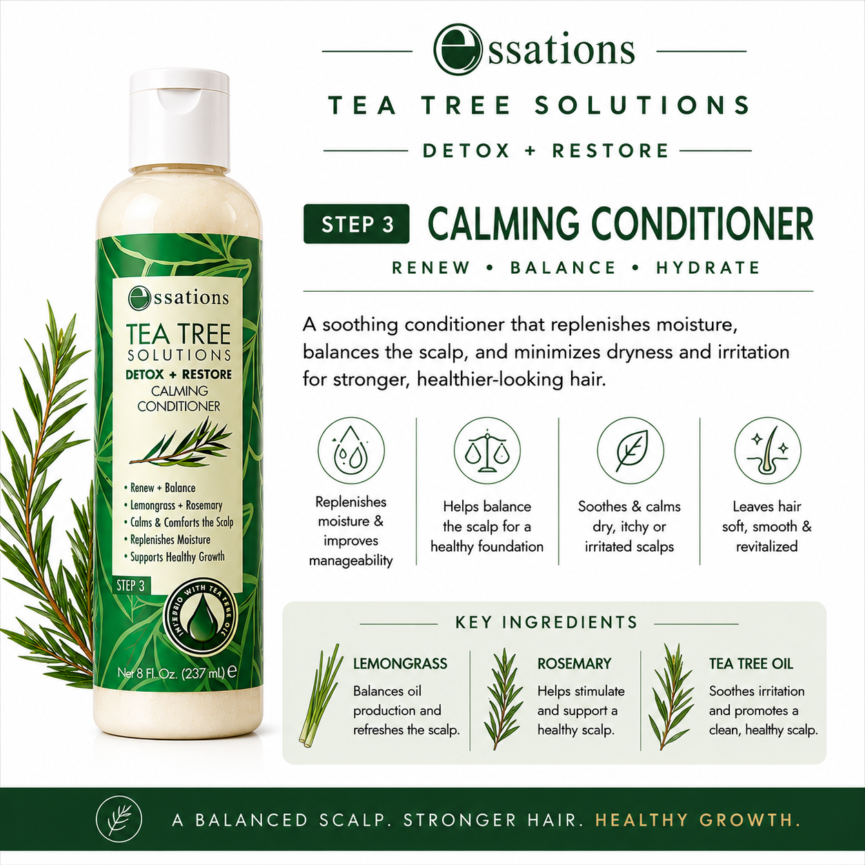 Essations Tea Tree Solutions Detox + Restore Calming Conditioner